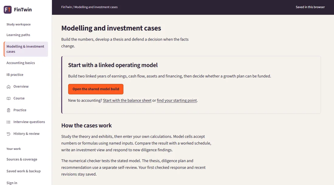 A preview of the FinTwin modelling and investment case course